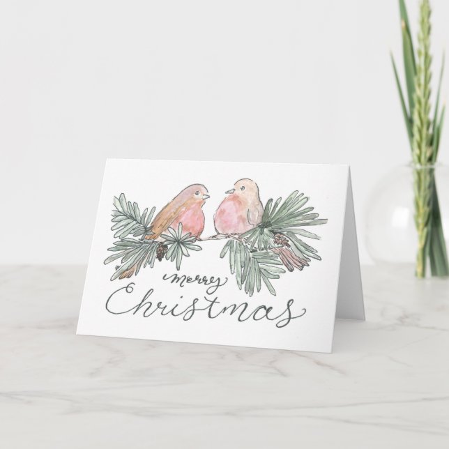 Watercolor Christmas Holiday Card (Front)