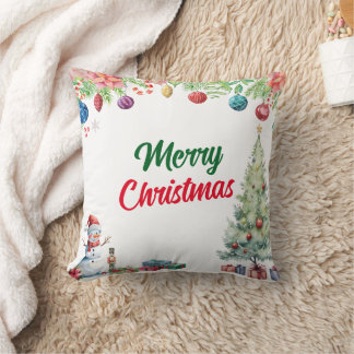 Watercolor Christmas Holiday Cushion