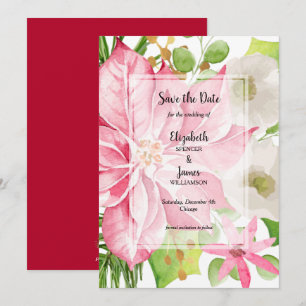 Watercolor Christmas Holiday Floral Save The Date