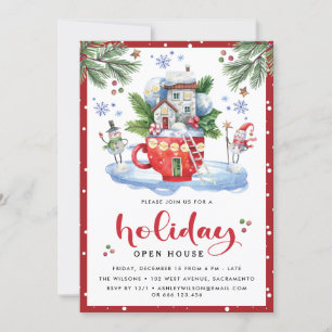 Watercolor Christmas Holiday Open House Party Invitation