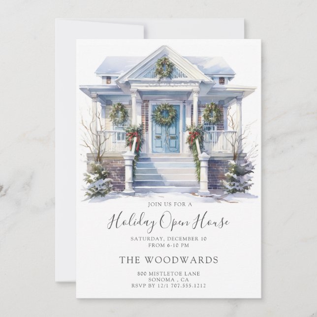 Watercolor Christmas Holiday Party Invitation (Front)