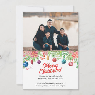 Watercolor Christmas Holiday Photo Greeting