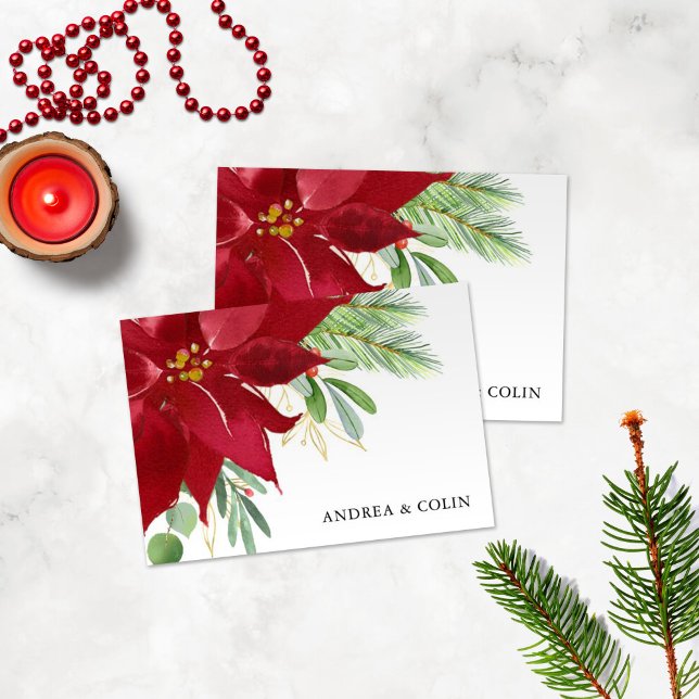 Watercolor Christmas Holiday Poinsettia Thank You  (Creator Uploaded)