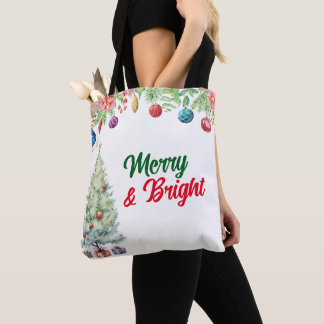 Watercolor Christmas Holiday Tote Bag