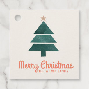 Watercolor Christmas Holiday tree Favour Tags