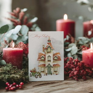 Watercolor Christmas Holidays Postcard
