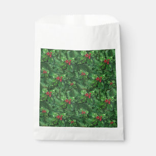 Watercolor Christmas Holly Berries Favour Bags