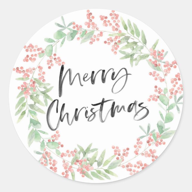 Watercolor Christmas holly stickers (Front)