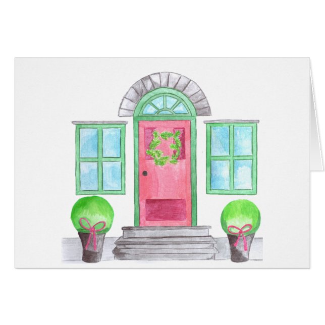 Watercolor Christmas home (Front Horizontal)