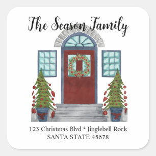 Watercolor Christmas home Envelope seal