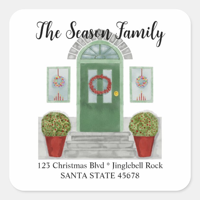 Watercolor Christmas home  Envelope seal (Front)