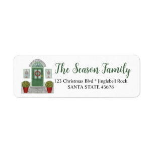 Watercolor Christmas home Label