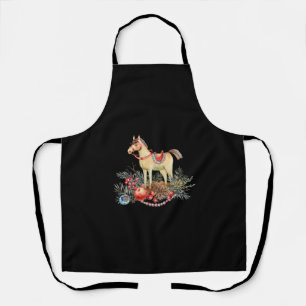 Watercolor Christmas Horse and Decorations Apron