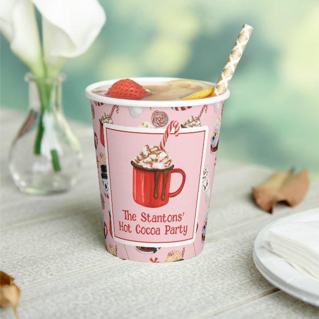 Watercolor Christmas Hot Chocolate Cocoa Party Paper Cups (Insitu)