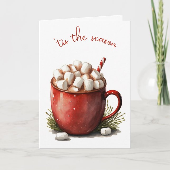 Watercolor Christmas Hot Chocolate Holiday Card (Front)