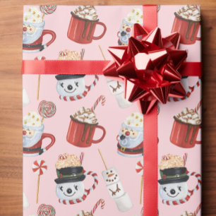 Watercolor Christmas Hot Cocoa Chocolate Wrapping Paper