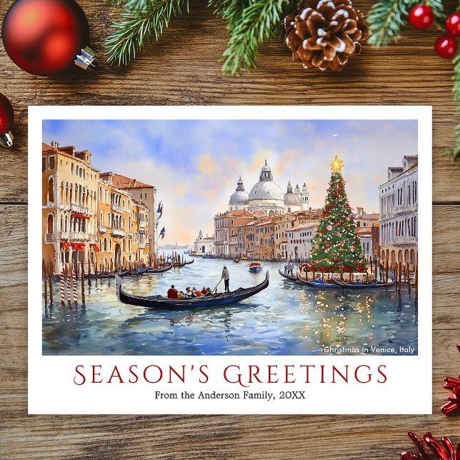 Watercolor Christmas in Venice Italy Travel  Holiday Postcard (Watercolor Christmas in Venice Italy Travel Holiday Postcard)