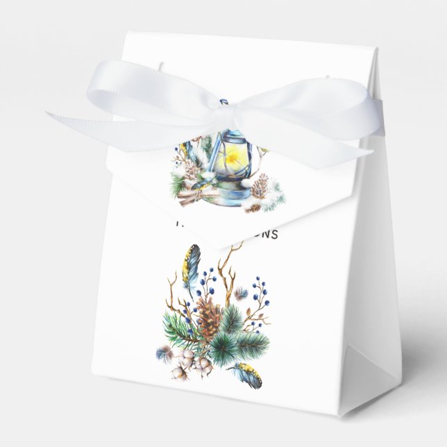 Watercolor Christmas Lantern Favour Box (Front Side)