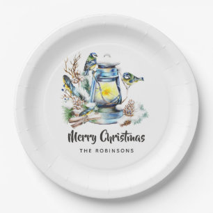 Watercolor Christmas Lantern Party Paper Plate