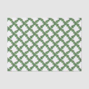 Watercolor Christmas Lattice Holly Garland Tissue Paper