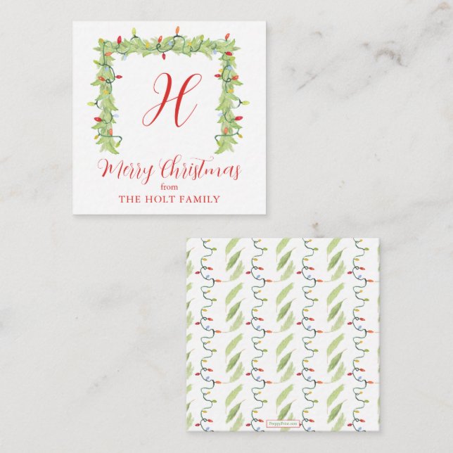 Watercolor Christmas Lights Garland Enclosure Card (Front/Back)