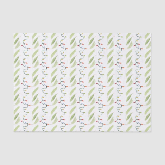 Watercolor Christmas Lights Tissue Paper (Front)