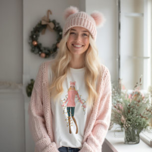 Watercolor Christmas Lovin' Girl Wrapped In Lights T-Shirt