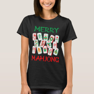 Watercolor Christmas Mahjong Tiles Chinese Mah Jon T-Shirt