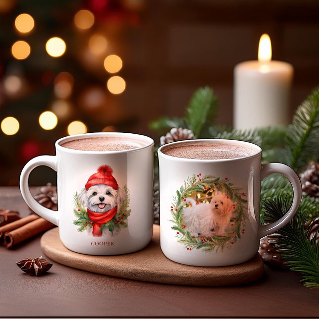 Watercolor Christmas Maltese Dog Coffee Mug (Creator Uploaded)