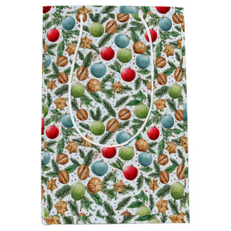 Watercolor Christmas Medium Gift Bag