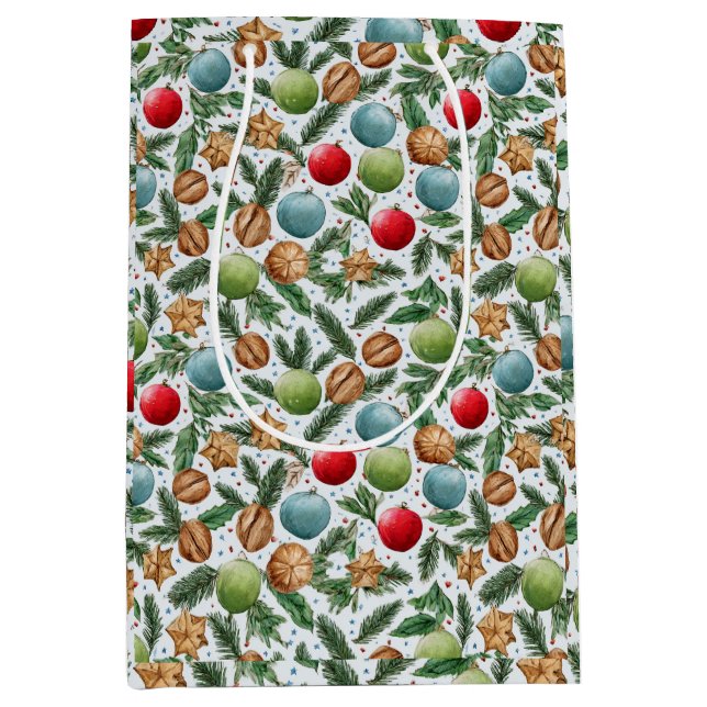 Watercolor Christmas Medium Gift Bag (Front)