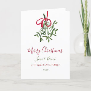 Watercolor Christmas Mistletoe Elegant Botanical Holiday Card