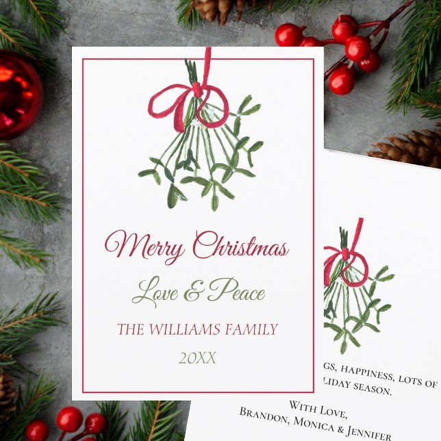 Watercolor Christmas Mistletoe Elegant Botanical Holiday Card (Creator Uploaded)