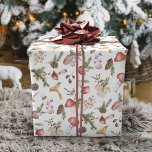 Watercolor Christmas Mushrooms Rustic Forest Wrapping Paper<br><div class="desc">Add a whimsical cottagecore vibe to your holiday gift wrapping with this delightful pattern of Christmas mushrooms decorated with sprigs of pine greenery and holly leaves and berries, on a white background. Please check out the collection for many matching products, or contact me through Zazzle Chat if you need even...</div>