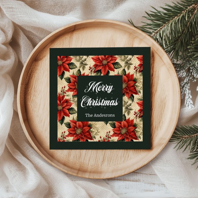 Watercolor Christmas Napkins Personalised Touch (Watercolor Christmas Napkins Personalized Touch)