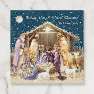 Watercolor Christmas Nativity Gift Favour Tags
