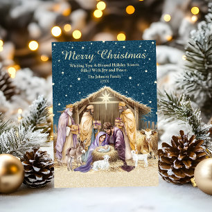 Watercolor Christmas Nativity Holiday Card