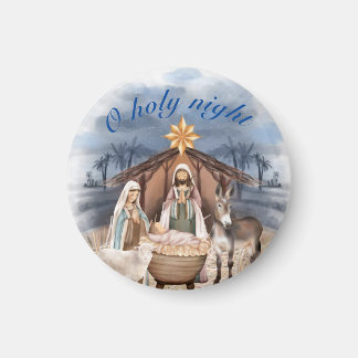 Watercolor Christmas Nativity scene  Magnet
