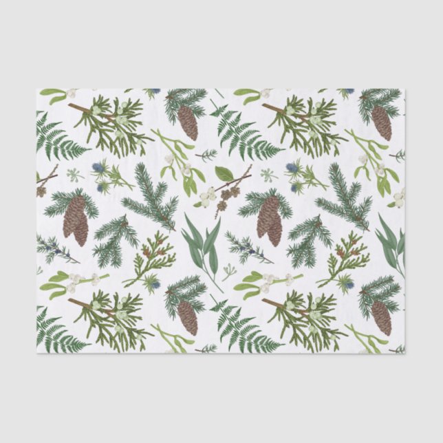 Watercolor Christmas Nature & Forest Illustration  Tissue Paper (Front)