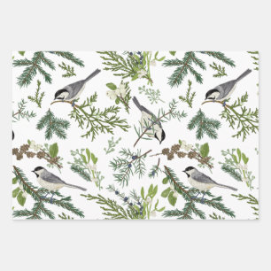 Watercolor Christmas Nature Forest Illustration  Wrapping Paper Sheet