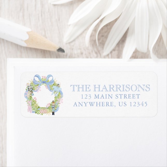 Watercolor Christmas Nutcracker Wreath Address (Insitu)