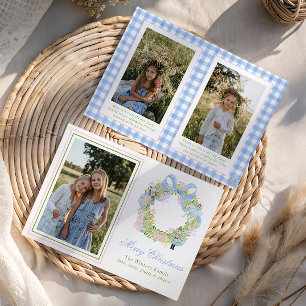 Watercolor Christmas Nutcracker Wreath Photo Holiday Card