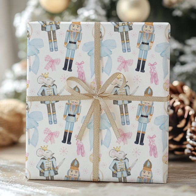 Watercolor Christmas Nutcracker Wreath Wrapping Paper (Creator Uploaded)