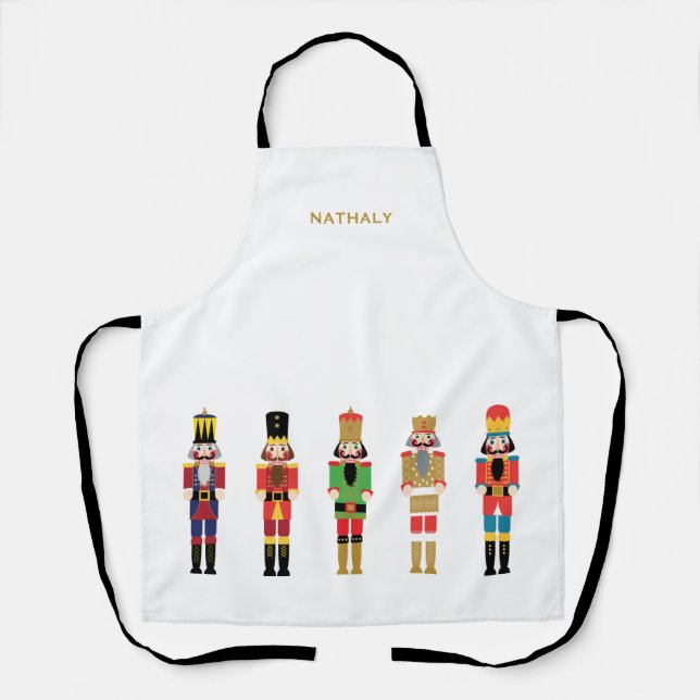 WATERCOLOR CHRISTMAS NUTCRACKERS APRON (Front)