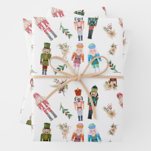  Watercolor Christmas Nutcrackers Collage  Wrapping Paper Sheet