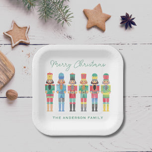 WATERCOLOR CHRISTMAS NUTCRACKERS PAPER PLATE