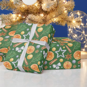 Watercolor Christmas Orange Spice, Cookie Cutter Wrapping Paper