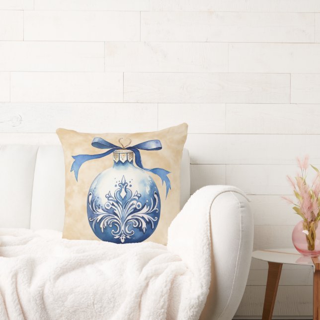 Watercolor Christmas Ornament Cushion (Couch)