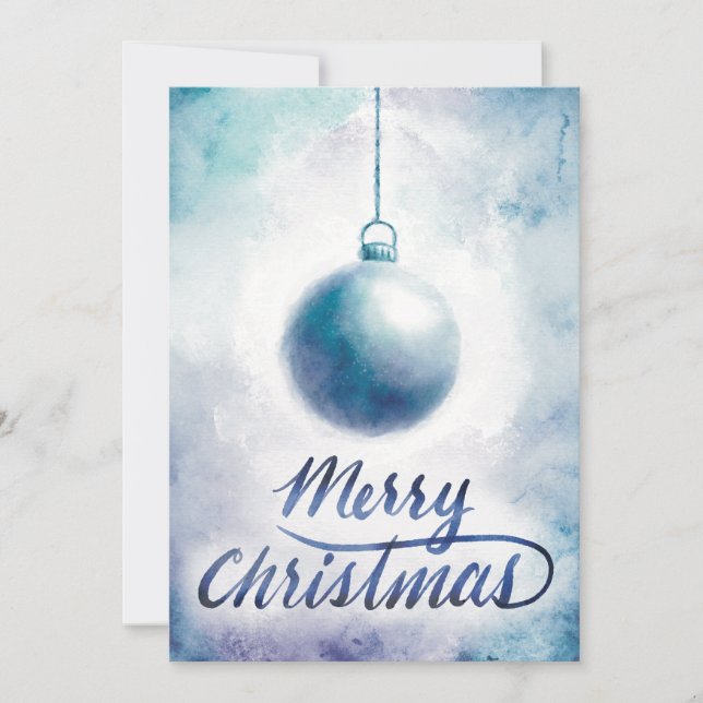 Watercolor Christmas Ornament Holiday Card (Front)