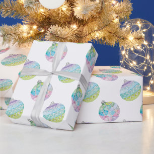 Watercolor Christmas Ornaments Wrapping Paper